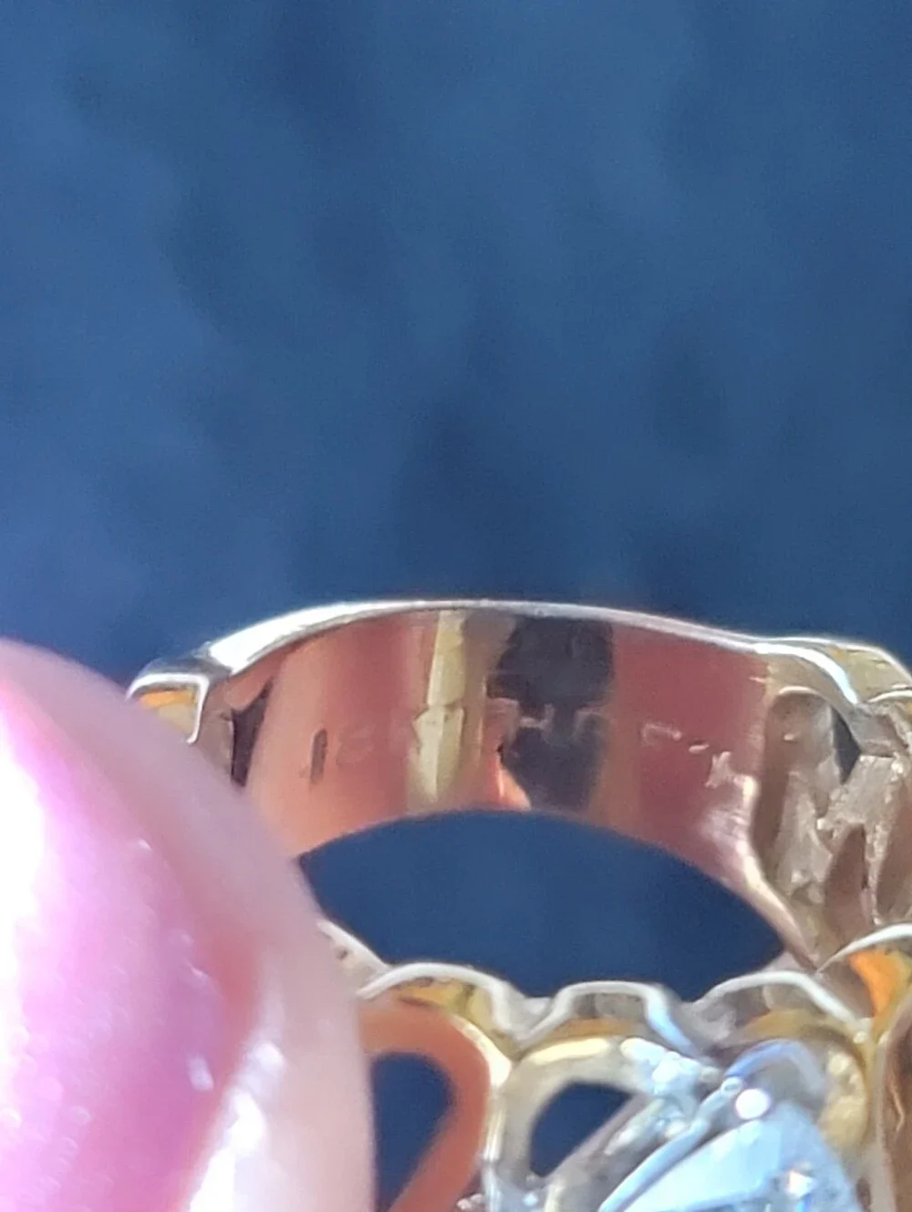 Vintage Ring Marquise Cut Clear Cz With 18k Gold Electroplated Band - Size  5.75